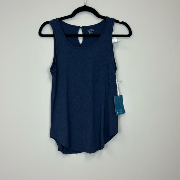 Market & Spruce Merrit One Pocket Knit Tank Top Navy Blue Size XSP NWT - Picture 1 of 4